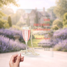 Födelsedag vit rosa mousserande vin-pärlor klar