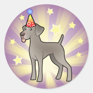 Födelsedag Weimaraner Runt Klistermärke