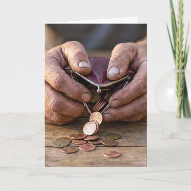 Födelsedagar Pennies i en myntpung Kort (Framsida)