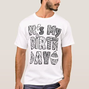 Födelsedagarfärgning T-Shirt Doodle Art Illustrati