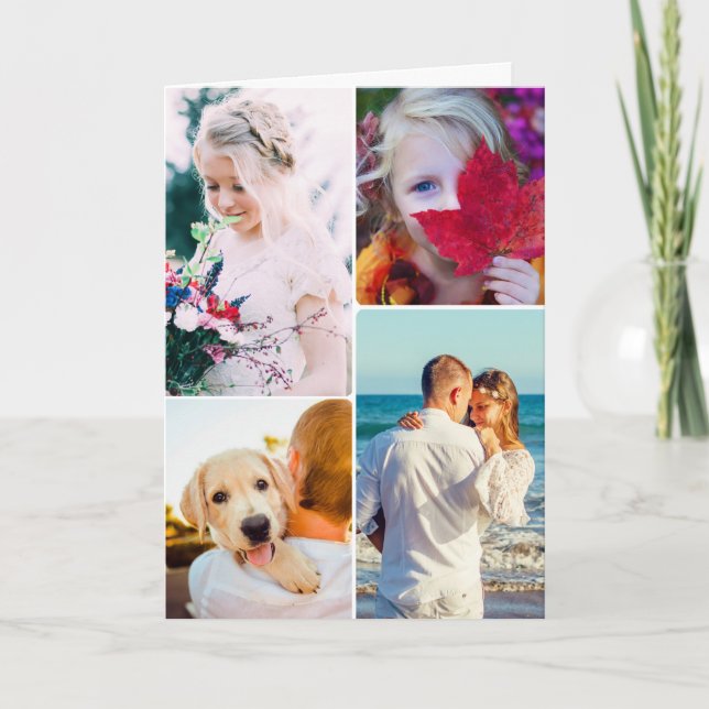Födelsedagarkort med 4 foton tack kort (Framsida)