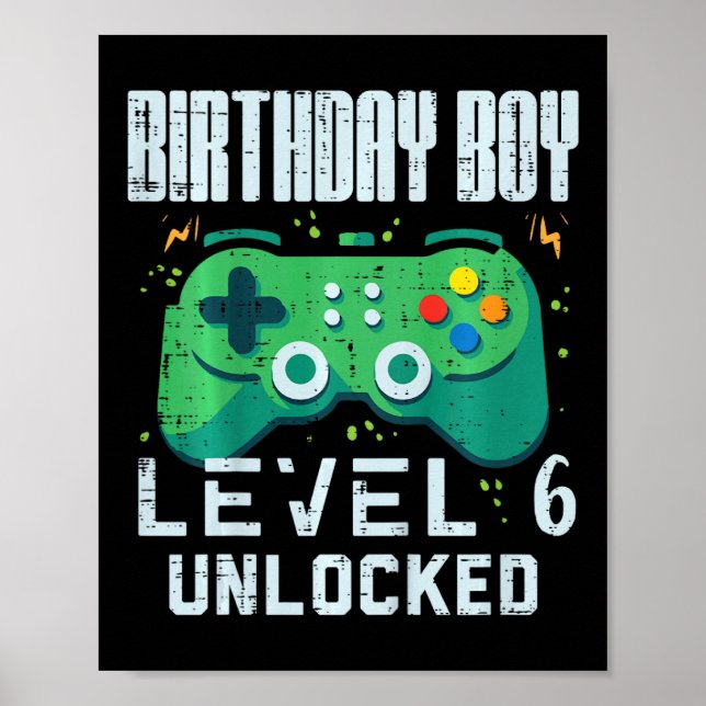 Födelsedagarnivå 6 Olåst spelkontroll 6e Poster (Framsidan)