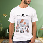 Födelsedagars namn-fotokollage t shirt<br><div class="desc">Gör en egen unik fotokollage. Använda fyra,  fyra av dina favoritfoton. Anpassa och lägg till namn,  ålder och datum. Svart text. Perfekt som födelsedagspresent,  julklapp eller Fars dag gåva.</div>