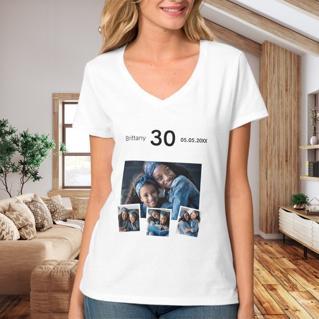 Födelsedagars namn-fotokollage t shirt (Skapare uppladdad)
