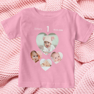 Födelsedagars namn-fotosamlingsplats flicka rosa t shirt