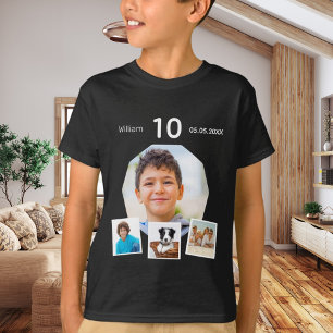 Födelsedagars namn-fotosamlingspojk svart t shirt