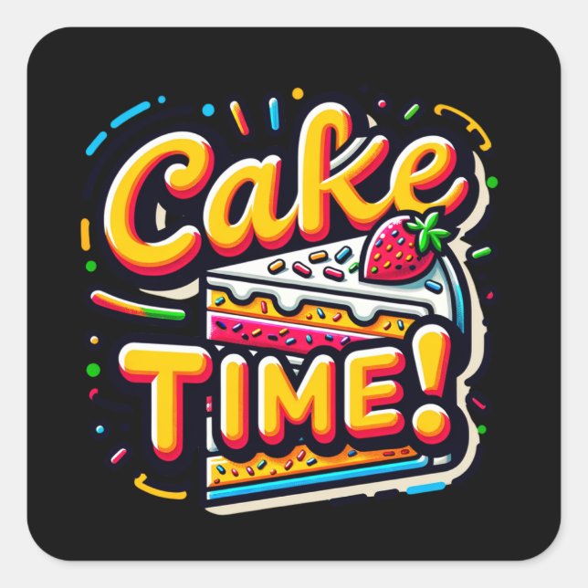 Födelsedagartid Fyrkantigt Klistermärke (Framsida)