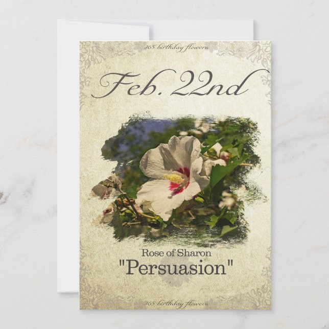 Födelsedagblommor den 22 februari "Ro i Sharon" Kort (Framsida)