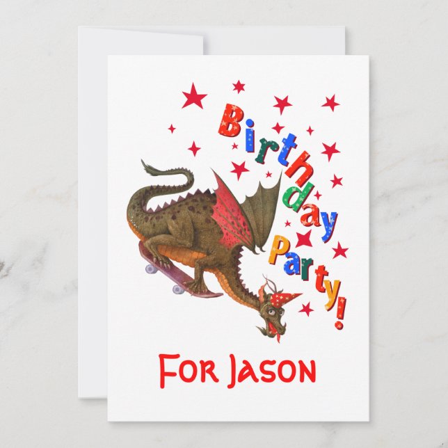 Födelsedagdrake Inbjudningar (Framsida)