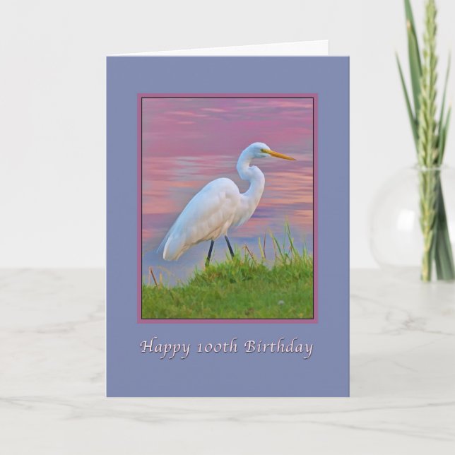 Födelsedagen, 100:e, Underbara Egret Strullande vi Kort (Framsida)