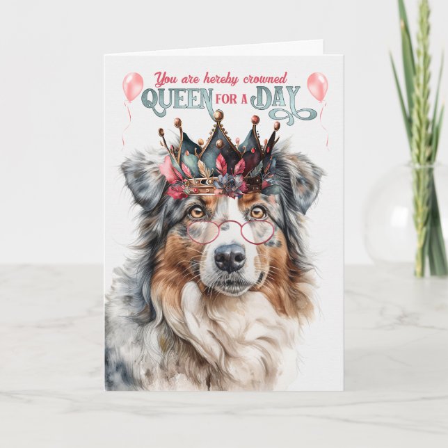 Födelsedagen Australian shepherd Hund drottning fö Kort (Framsida)