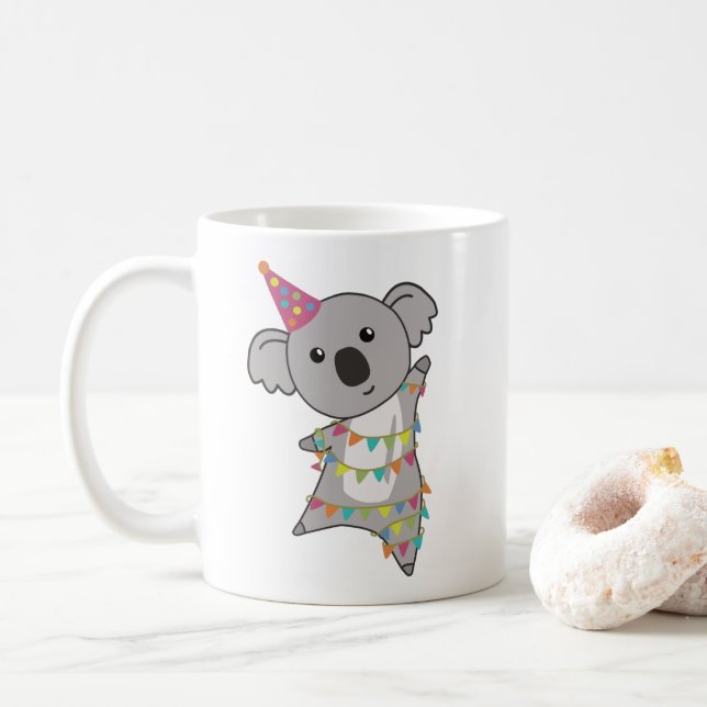 Födelsedagen Bear Koala Bear Bear Garland Coffee M Kaffemugg (Med munk)