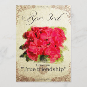 Födelsedagen blommar på April 3rd "pelargon ", Kort
