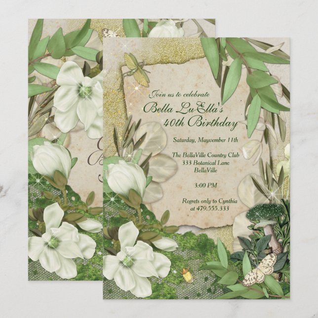 Födelsedagen Brunch Mors dag Luncheon-inbjudan Inbjudningar (Fram/baksida)