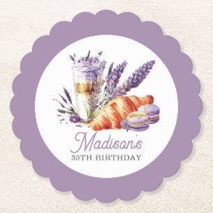 Födelsedagen Brunch Watercolor Macarons och Croiss Underlägg Papper