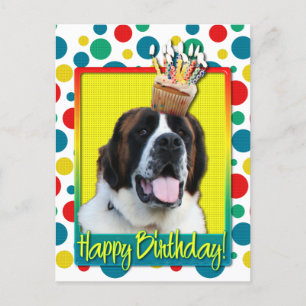 Födelsedagen Cupkaka - Saint Bernard - Mae Vykort