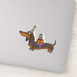 Födelsedagen Dachshund med gåvor Klistermärken