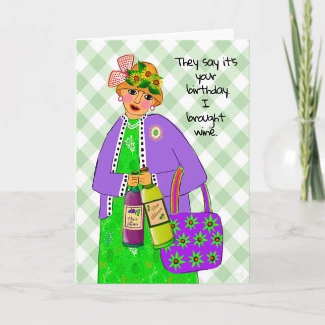 Födelsedagen Dam klädd som drottningen tar med Vin Kort (Framsida)