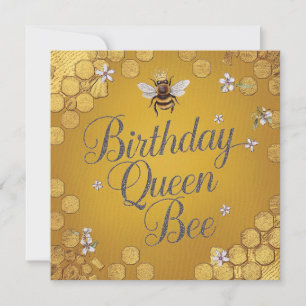 Födelsedagen drottning Bee - Snyggt Guld Honeycomb Kort