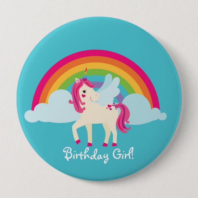Födelsedagen för regnbågeUnicornpersonligen Knapp (Framsida)