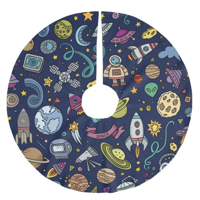 Födelsedagen för tecknadutrymmeutforskaren lurar julgransmatta borstad polyester (Framsidan)