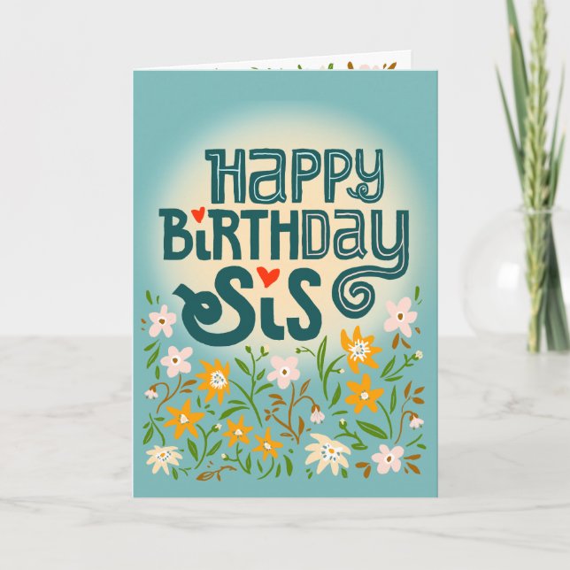 Födelsedagen hälsning för hennes syster Söta syrra Kort (Framsida)