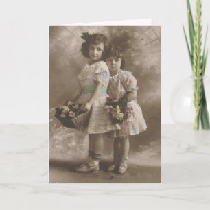 Födelsedagen Hälsning, Vintagen Girls Kort