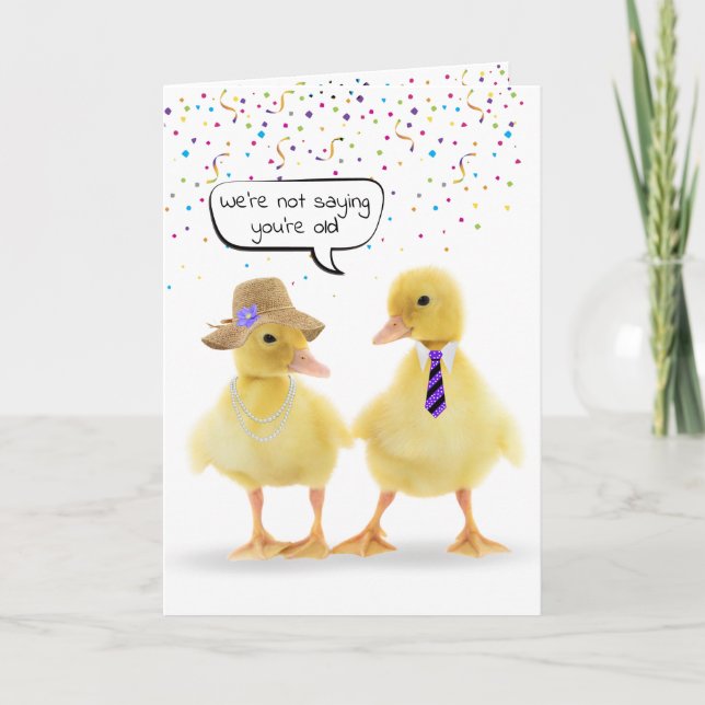 Födelsedagen Humor Ducklings och Konfetti Kort (Framsida)