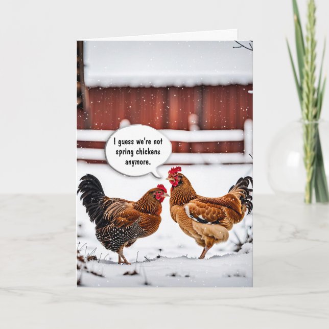 Födelsedagen Humor-kycklingar i Snöflingor Kort (Framsida)