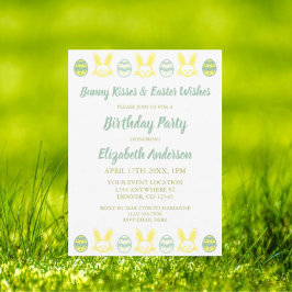 Födelsedagen i Bunny Kisses & Påsk Önskemål Inbjudningar