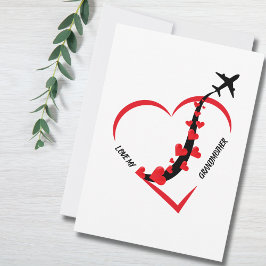 Födelsedagen Kärlek Min mormor Airplan Heart-Anpas Julkort