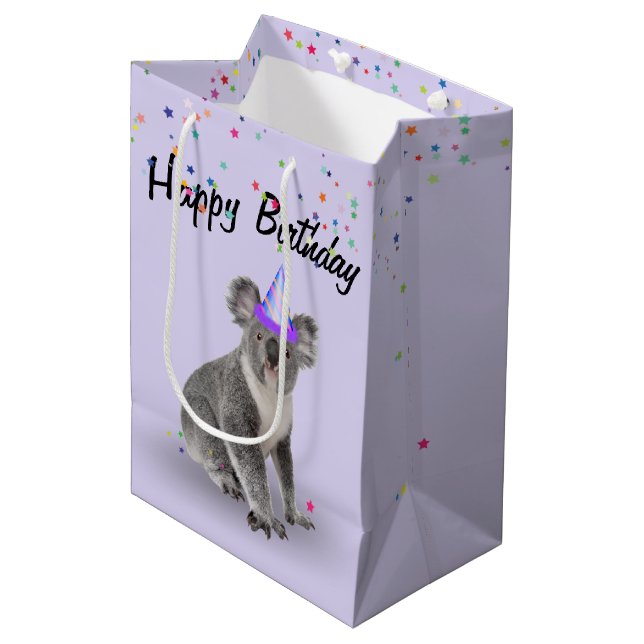 Födelsedagen Koala Bear och Star Confetti (Framsidan Vinklad)