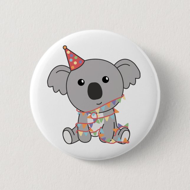 Födelsedagen Koala För barn A Birthday Button Knapp (Framsida)