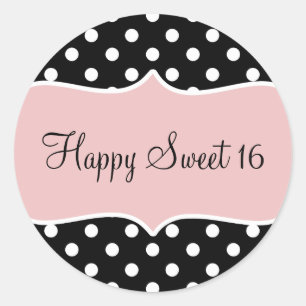 Födelsedagen Lycklig Sweet 16 Runt Klistermärke