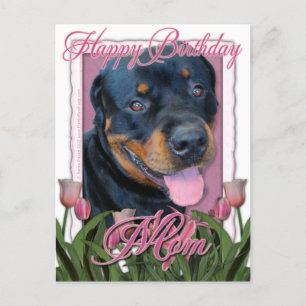 Födelsedagen MAMMA - Rosa Tulips - Rottweiler - Ha Vykort