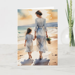 Födelsedagen Mor och dottern Walking Beach Kort