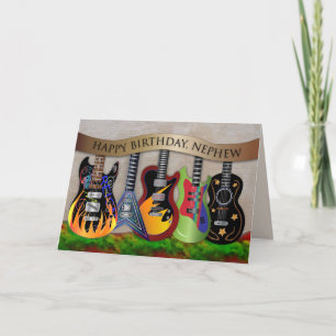 Födelsedagen Nephew-förening av färgfulla gitarrer Kort