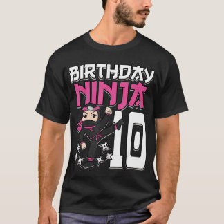 Födelsedagen Ninja 10 Rosa Shinobi Thabel 10th B- T Shirt