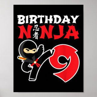 Födelsedagen Ninja - 9 år gammal Ninja Party - föd Poster