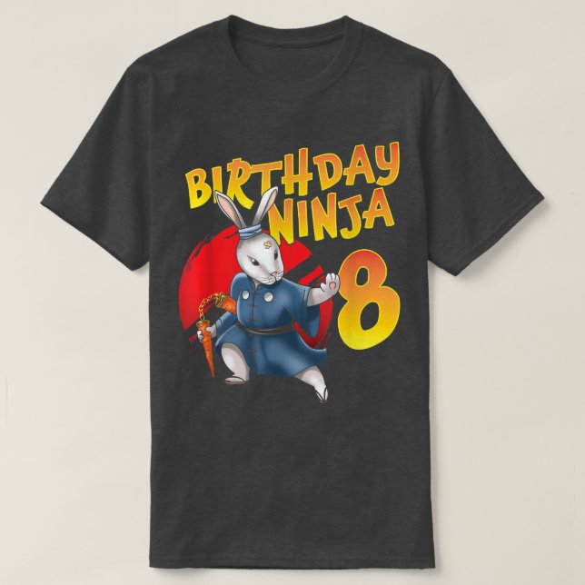 Födelsedagen Ninja Bunny 8 år Åttonde dagen Born 2 T Shirt (Design framsida)