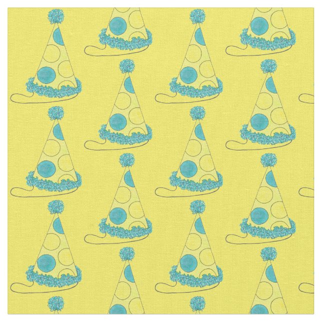 Födelsedagen Nyårsafton Party Hat Yelow Polka Dot Tyg (Närbild)