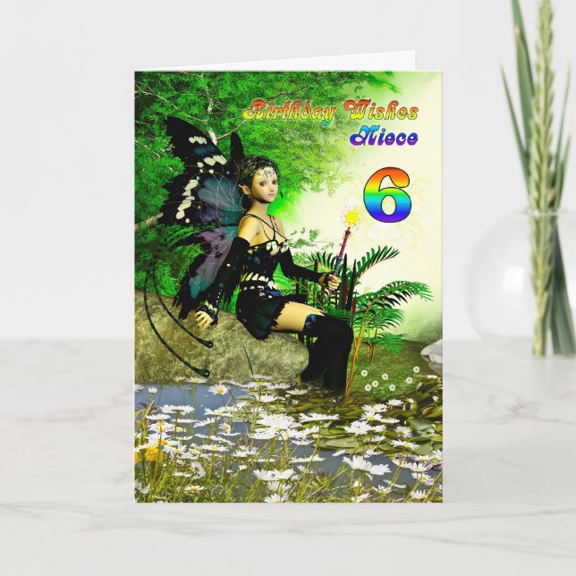 Födelsedagen önskar för en brorsdotter age6 från kort (Framsida)