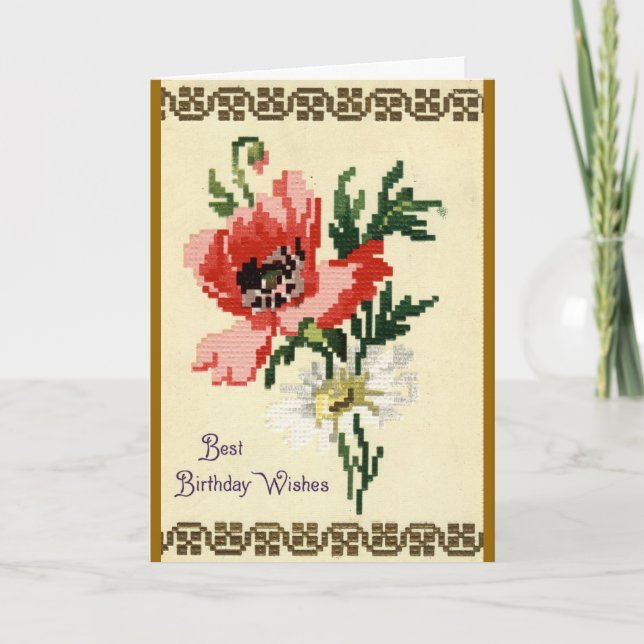 Födelsedagen önskar vintage 1911 kort (Framsida)