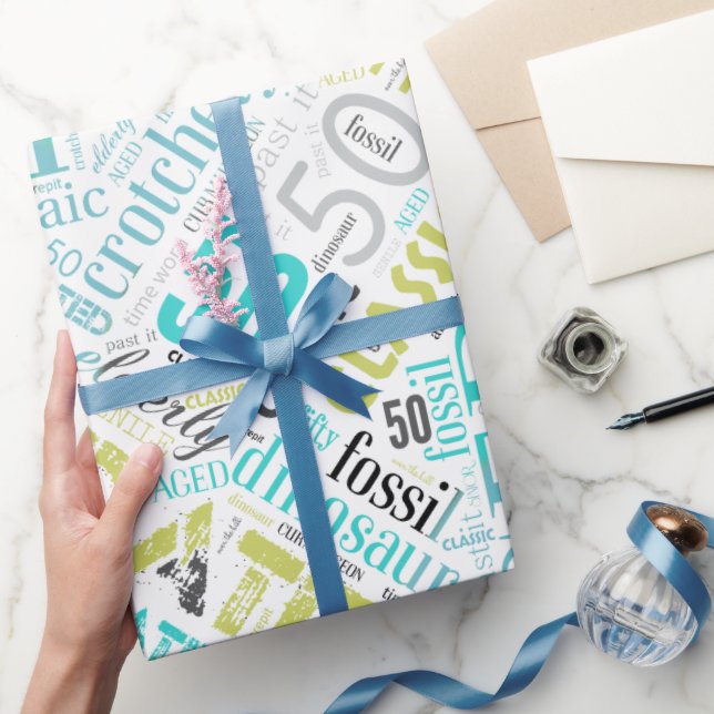 Födelsedagen Ord Cloud 50 Blue ID266 Presentpapper (Gåvor)