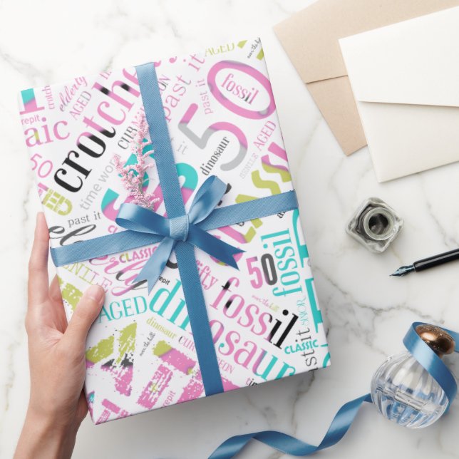 Födelsedagen Ord Cloud 50 Rosa-ID266 Presentpapper (Gåvor)