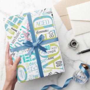Födelsedagen Ord Cloud Åttio Blue ID266 Presentpapper