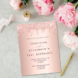 Födelsedagen ro guld glitter, två personer vykort<br><div class="desc">En modern, snyggt och glamorös inbjudan till två kvinnor på 21:a födelsedag party (eller någon ålder) En faux ro guld metallisk tittar bakgrund med elegant faux ro guld glitter drop, målardropp. Anpassa och lägg till information om namn och party. En inbjudan till två personer att fira tillsammans, twillingar, systrar eller...</div>