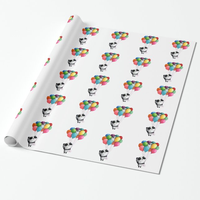 Födelsedagen sväller Pandabjörnen Presentpapper (Utrullad)