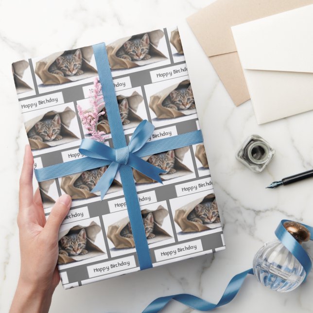 Födelsedagen Tabby katt i Pappra flaggan Presentpapper (Gifting)
