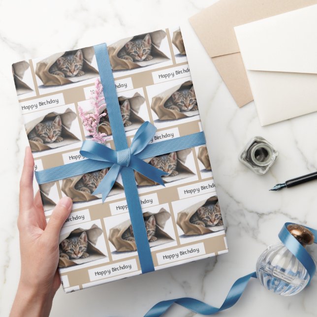 Födelsedagen Tabby katt i Pappra flaggan Presentpapper (Gifting)